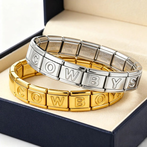 Ciondoli Modulari con Lettere dell'Alfabeto Italiano, Charm in Acciaio Inox con Lettere dalla A alla Z per Bracciali Stile <span class=keywords><strong>Nomination</strong></span> - Product Image 2