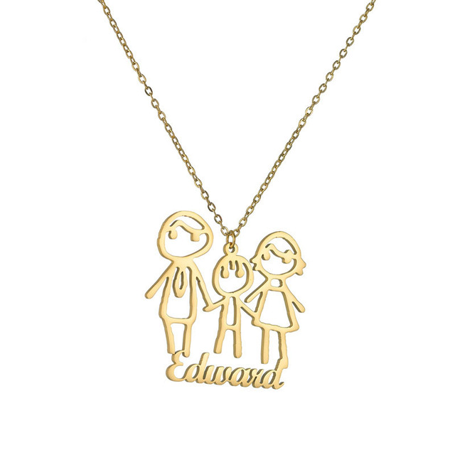 Gift Pendant DIY Graffiti Drawing Necklace for Kids Stainless Steel Necklace