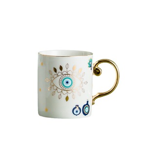 Tasse en céramique personnalisée œil porte-bonheur créatif avec anse dorée, style bohème, pour café, maison, bureau et cadeaux - Product Image 6
