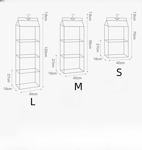 Non-tissé 3 niveaux placard sacs pliable porte-vêtements sacs à main suspendus étagère <span class=keywords><strong>organisateur</strong></span> avec un crochet - Product Image 5