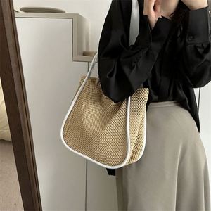 Bolso de mano de lujo para mujer con logotipo personalizado, bolsillo con cremallera, bonito bolso de hombro de paja para la playa con monedero - Product Image 4