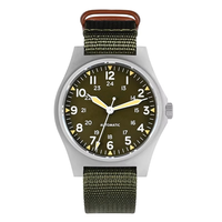 Montres mécaniques automatiques pour hommes avec boîtier en acier inoxydable et bracelets en nylon, logo personnalisé, montre pilote