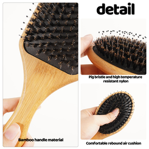 Cepillo Definidor de Rizos, Masajeador de Cuero Cabelludo, Set de Peines de Lujo para el Cabello, Cepillo Profesional de Cerdas de Jabalí, Peine de Madera, Peine de Bambú - Product Image 3