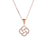 Mode femmes pierres précieuses pendentif collier main/trèfle/fleur CZ breloques 18k plaqué or acier inoxydable Zircon pendentif bijoux