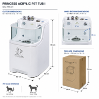 Baignoire SPA pour animaux de compagnie en acrylique avec fenêtre en verre haute brillance, bassin de douche intelligent pour chien à température contrôlée pour lavage autonome des chiens