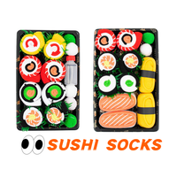 Chaussettes en gros pour hommes, motif saumon sushi, créatives, antibactériennes, respirantes, écologiques, en boîte, amusantes et aux couleurs assorties