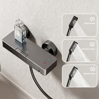 Ensemble de douche encastré avec inverseur de clé de piano jet à main haute pression et valve en aluminium dissimulée
