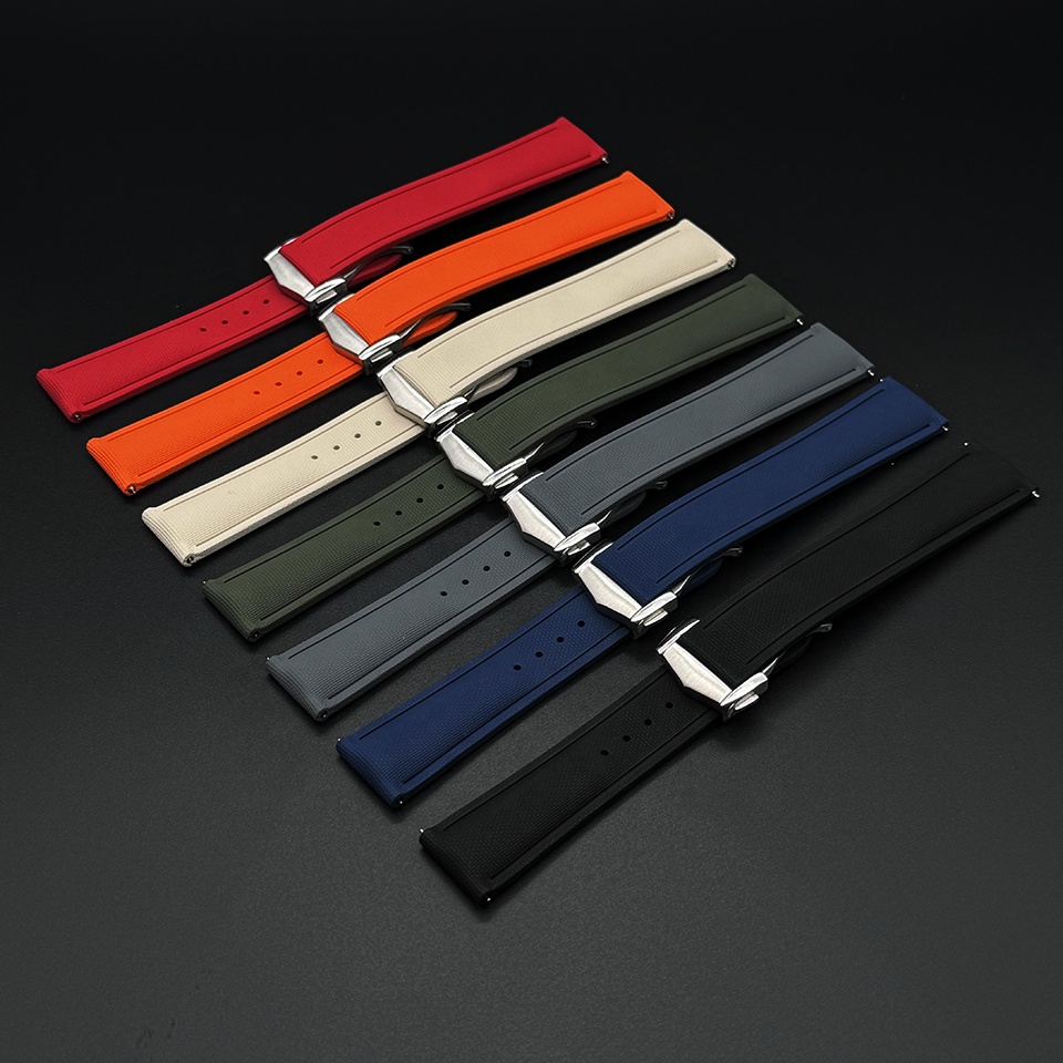 High Quality SportWatchband 20/21/22mm High-tensile Strength Luxury 18/19/23/24mm FKM Rubber Watch Strap Sailcloth Texture