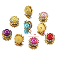 Supports de fleurs en perles multicolores, strass cabochon, broche DIY, épingle à cheveux, accessoires de décoration pour nœuds
