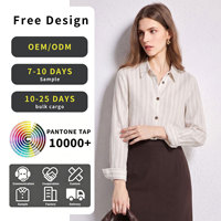Chemise rayée beige élégante de style français pour femme, un haut à manches longues polyvalent et luxueux pour les trajets quotidiens