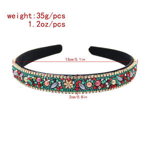 Bandeau perlé fait à la main en alliage acrylique bohème avec motif de fleurs en strass turquoise coloré pour femmes mariage 14cm - Product Image 2