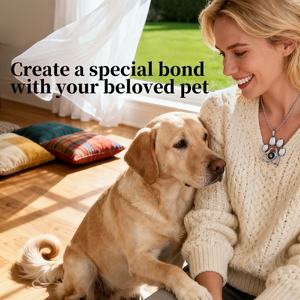 Kalung Jejak Kaki Hewan Peliharaan Anjing & Kucing Custom, Proyeksi I Love You, Ramah Lingkungan, Dapat Disesuaikan, Berlapis Tembaga Titanium, Liontin Kenangan - Product Image 4