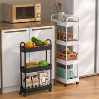 Chariot utilitaire à roulettes moderne de haute qualité à 3 niveaux, en plastique, pour le rangement des légumes et des fruits
