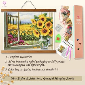 Kit de Peinture Diamant Champ de Tournesols avec Cadre, Ensemble d'Artisanat Artistique en Cristal 5D DIY, Motif Paysage Floral Rectangulaire - Product Image 4