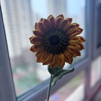 2025 nouveau tricoté à la main Double couche tournesol Crochet fleur tige roman décor à la maison cadeau noël dos école nouvel an chinois