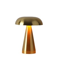 Lampe de table champignon LED en métal chromé argenté Rétro américain Veilleuse à intensité variable en métal