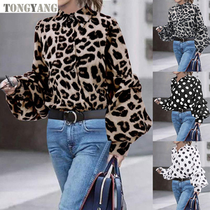 Tongyang Novità Autunno 2024: Camicia Leopardata alla Moda per Donna, Cardigan Sottile e Sexy con Scollo a V - Product Image 1