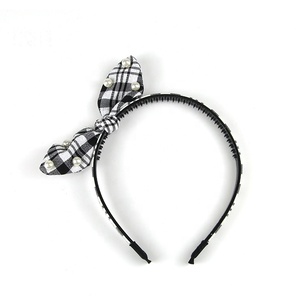 En gros plaid noeud noeud fait main <span class=keywords><strong>lapin</strong></span> <span class=keywords><strong>oreille</strong></span> perle bandeaux bandeaux cheveux cerceau - Product Image 6