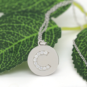 Eccellente moda 925 in argento Sterling CZ <span class=keywords><strong>lettera</strong></span> <span class=keywords><strong>C</strong></span> Set gioielli collane da donna - Product Image 4