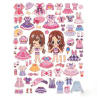 ZKJ Autocollants de scrapbooking Famille de poupées de dessin animé, décorations stéréo mignonnes pour carnet de notes, kit de matériel DIY pour enfants