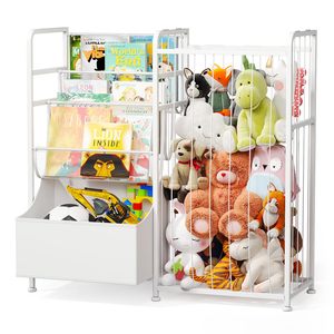 Estantes de libros multifunción para guardería con caja de juguetes de cuero y organizador de juguetes para exhibición de libros, estante de almacenamiento para sala de juegos - Product Image 1