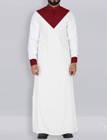 Vêtement Ethnique Design Thobe Musulman avec Fermeture Éclair et Poche Latérale, Vêtement Islamique Homme Couleur Unie, Robe Style Arabe, Mode Saoudienne