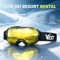 Masques de ski personnalisés, masques de snowboard OTG anti-buée pour location en station, protection UV400, compatibles avec les casques pour hommes, femmes et jeunes