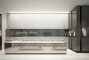 Venta al por mayor de muebles de mostrador de lujo Retron, vitrina de exhibición de joyería de cristal, gabinetes de joyería de madera, luz LED ecológica - Product Image 4