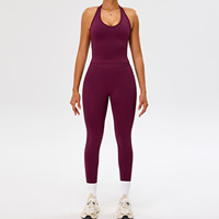 Ensemble de yoga taille haute sans coutures 4 pièces, tenue d'entraînement effet seconde peau, vêtements de sport quotidiens pour la gym et la course à pied pour femmes