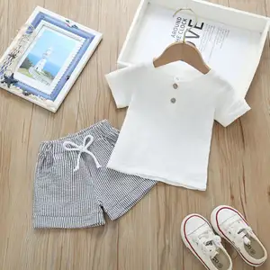 Vêtements pour nouveau-nés, 2 pièces, t-shirt en coton et en lin, Short d'été, pour petites filles, ensemble de vêtements pour bébés