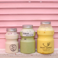 Bouteille de jus de lait jetable 350 ml/500 ml/700 ml Bouteille transparente en plastique PET Bouteille de boisson en plastique avec bouchon en aluminium Peut imprimer un logo