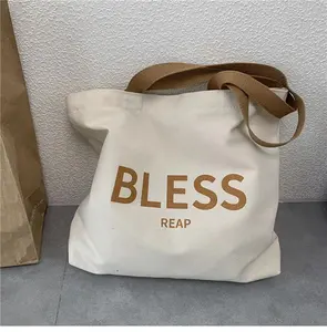 CH Customize Fashion Recyclable Shopping Canvas Tote Bag With Inner Pocket Custom Colorful Shoulder Tote Bag Printed Logo