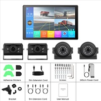Moniteur de camion à écran tactile HD filaire de 10,1 pouces, caméra de surveillance 4 canaux, détection d'angle mort BSD, écran de voiture