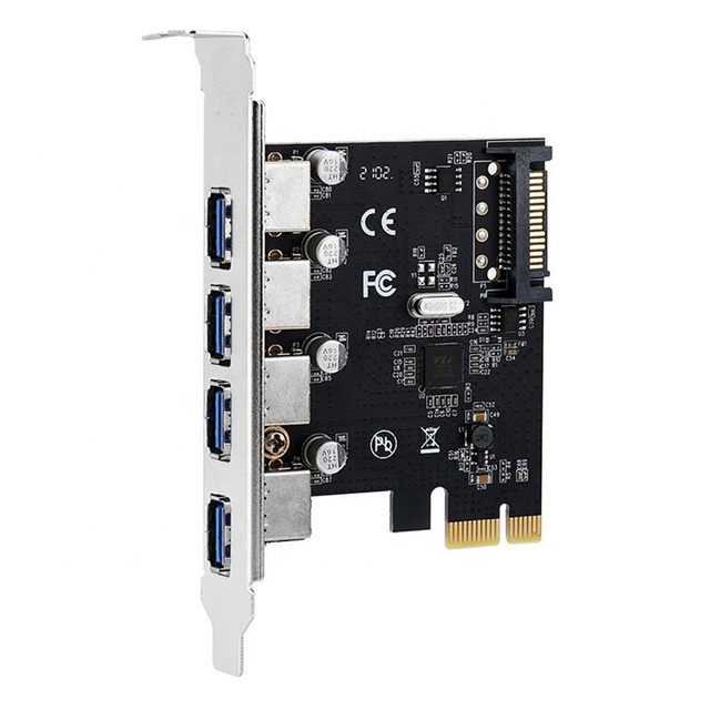 High Quality 4-Port USB 3.0 PCI-E Expansion Card Adapter Metal in Stock for Computers