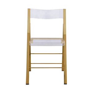 Chaise de mariage pliable en acrylique transparent à prix compétitif chaises de restaurant en acrylique transparent à ossature métallique dorée - Product Image 5