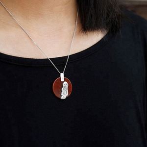 Loto divertente fatto a mano 925 in argento Sterling urlo agata naturale pietra gemma logo personalizzato collana pendente donna gioielli raffinati - Product Image 2