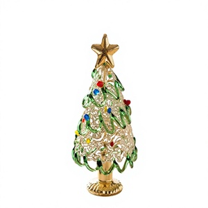 Handmade <b>Glass</b> <b>Christmas</b> <b>Tree</b> <b>Ornament</b> Brushed Green Mini <b>Tree</b> Decoration for Holiday Home Desk Decor - Product Image 4