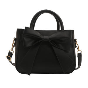 Gentle, fashionable, simple bow zipper handbag, new solid color <b>tote</b> <b>bag</b> - Product Image 4