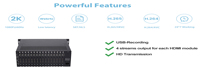 Encodeur de streaming HDMI vers IP 16 canaux, rackable 3U, pour centre de diffusion IPTV, haute densité, streamer vidéo professionnel H.265