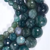 Perles d'agate mousse naturelle taillées et facettées, bien polies, pour la fabrication de bijoux, perles d'agate mousse en vrac