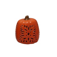 Citrouille LED en céramique ajourée, lanterne en porcelaine à motifs variés, décoration d'automne et d'Halloween au design personnalisé
