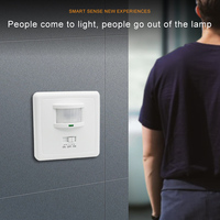 Interrupteur de détecteur de mouvement infrarouge PIR automatique intelligent Applique murale LED AC220V-240V détecteur de corps humain réglable de type 86