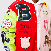 Haute qualité brodé Patch lettre logo tigre Badge deux couleurs épissé dos rouge hommes université vestes de plein air