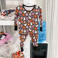 Pyjama décontracté imprimé à prix d'usine, 95% bambou 5% élasthanne, barboteuse bébé à manches longues et short, vêtements pour bébé doux pour la peau