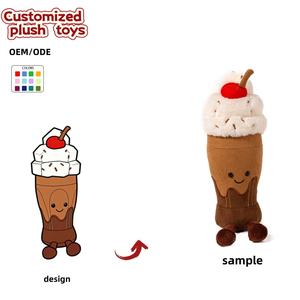 Peluche personnalisée OEM/ODM en forme de milkshake et crème glacée - Adorable poupée en peluche dessert pour cadeaux - Product Image 1