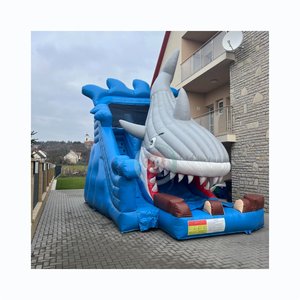 Château gonflable de glissière de secours de requin gonflable gonflable de glissière d'eau avec la glissière - Product Image 1