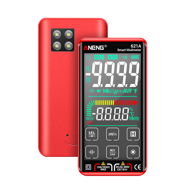 Smart Digital Multimeter Touch Screen Multimetro Tester Transistor 9999 Counts True RMS Auto Range 10A Meter ANENG 621A