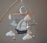 Globos de aire bohemios hechos a mano, ballena de fieltro para bebés, móviles con macramé, aerostato y envío Musical para guardería