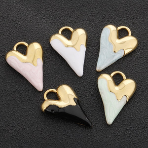 Colgante de acero inoxidable en forma de corazón con efecto de gota de aceite para la fabricación de collares H1512 - Product Image 3