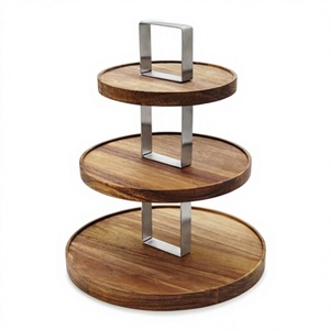 Modern Round Wood <b>Cake</b> <b>Stand</b> <b>3</b>-<b>Tier</b> Multi-Layer Dessert Display Pedestal Reusable for Wedding Birthday Party Home Hotel - Product Image 1